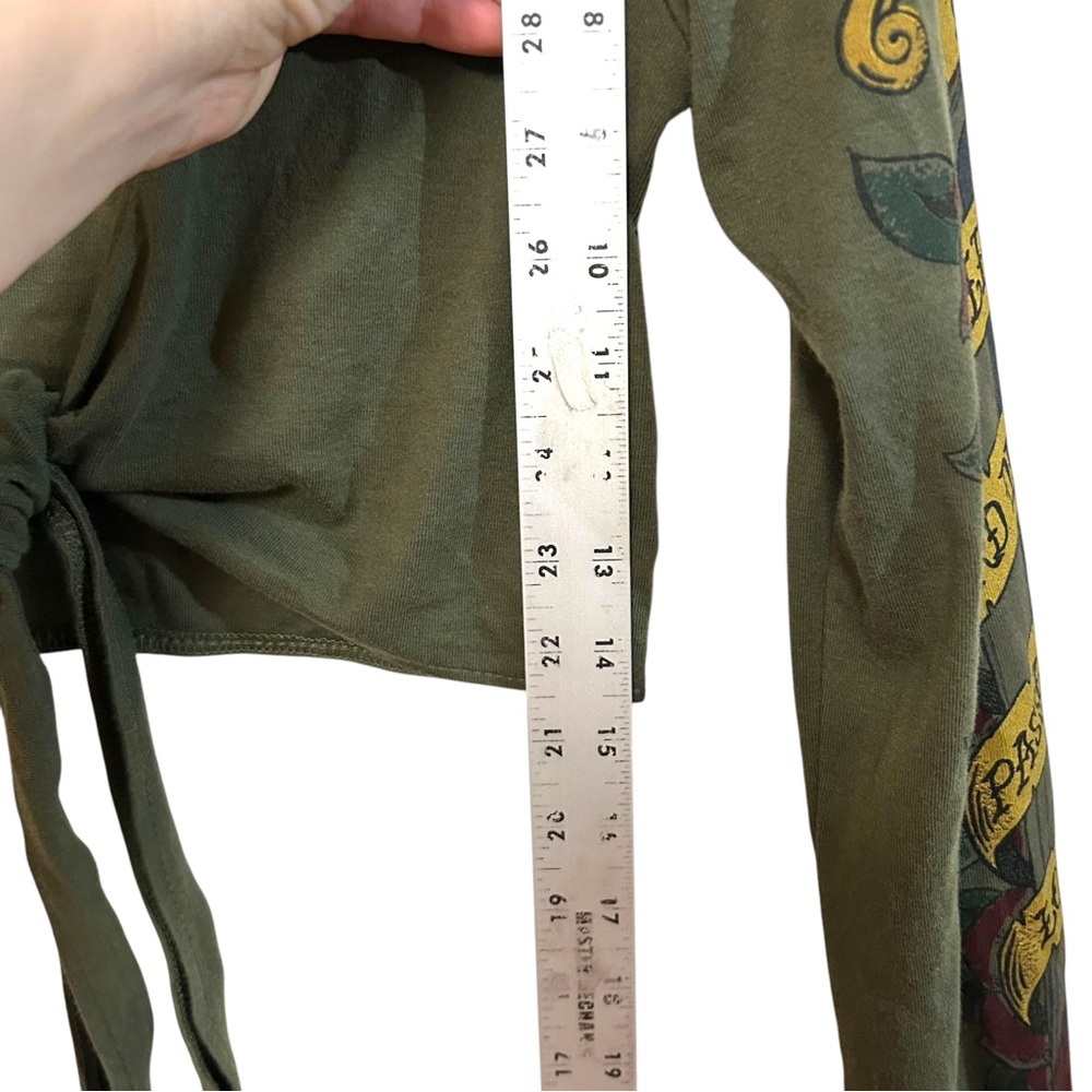 Y2K RARE lucky brand L/XL shrug cardigan arm tattoo dagger‎ PRINT arm sleeve tie - Picture 9 of 14